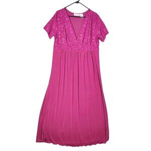 VTG Amoureuse Purple Long Lace Gown Size Large L Beautiful Flowy Nightgown